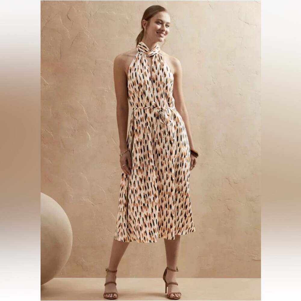 Banana Republic Twist Neck Midi Satin Dress Size Small